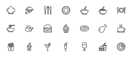 Restauran icon set. food and drink icon for computer, web and mobile app 