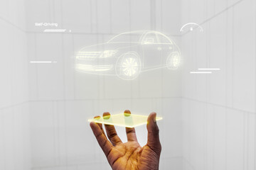 Smart car interface projection hologram - obrazy, fototapety, plakaty