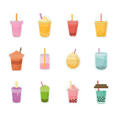 set of milkshakes on a white background