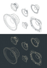 Speakers set isometric drawings
