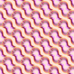 Cotton fabric seamless abstraction arc form of colored stripes. Vector image.