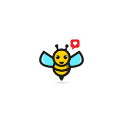 bee and honey love vector logo template