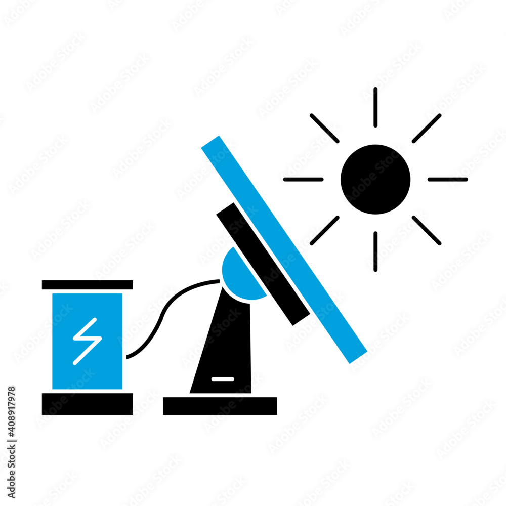 Wall mural Solar cell for power plant icon