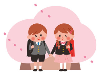 入学　小学生　イラスト