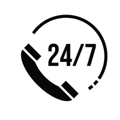 24 hour service icon, contact person customer service vector