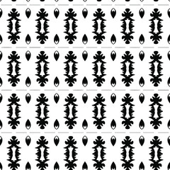 Geometric vector pattern with triangular elements. Seamless abstract ornament for wallpapers and backgrounds. Black and white colors. 