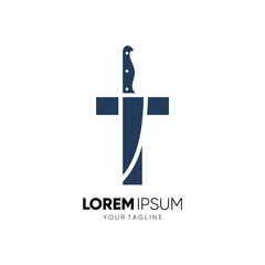 Obraz premium Letter T Knife Logo Design Vector 
