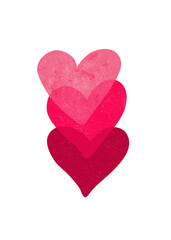 Three textured hearts