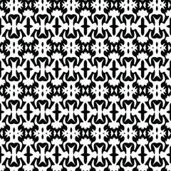 Geometric vector pattern with triangular elements. Seamless abstract ornament for wallpapers and backgrounds. Black and white colors.
