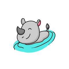 Cute baby hippo mascot logo design