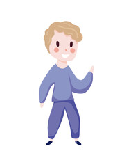 happy little boy cartoon isolated white background