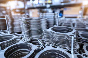 Metal gaskets for pipelines. The details are stacked in neat columns