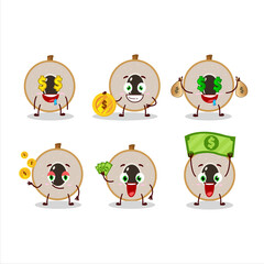 Slice of longan cartoon character with cute emoticon bring money