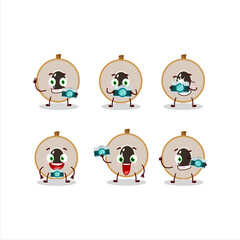 Photographer profession emoticon with slice of longan cartoon character