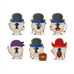 Cartoon character of slice of longan with various pirates emoticons