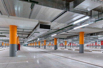 Large underground parking for cars.