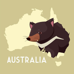 tasmanian devil australian continent map animal wildlife