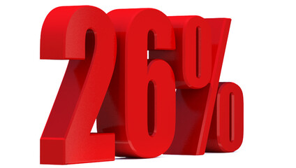 26 Percent off 3d Sign on White Background, Special Offer 26% Discount Tag, Sale Up to 26 Percent Off,big offer, Sale, Special Offer Label, Sticker, Tag, Banner, Advertising, offer Icon
