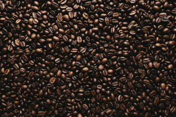 Background with array of dry coffee beans