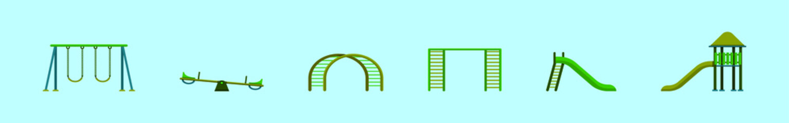 set of jungle gym cartoon icon design template with various models. vector illustration isolated on blue background