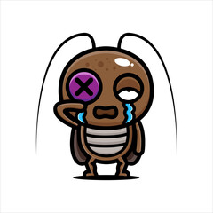 cute crying cockroach vector design