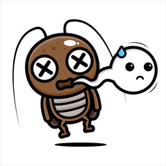 Obraz premium cute cockroach dead out spirit vector design
