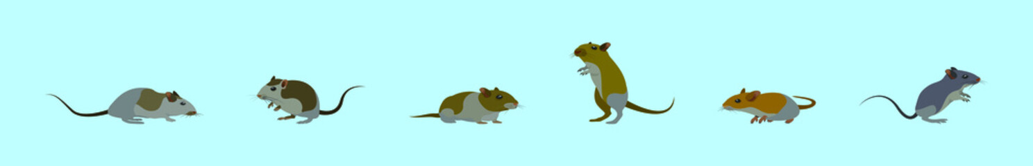 set of mouse and rodents cartoon icon design template with various models. vector illustration isolated on blue background