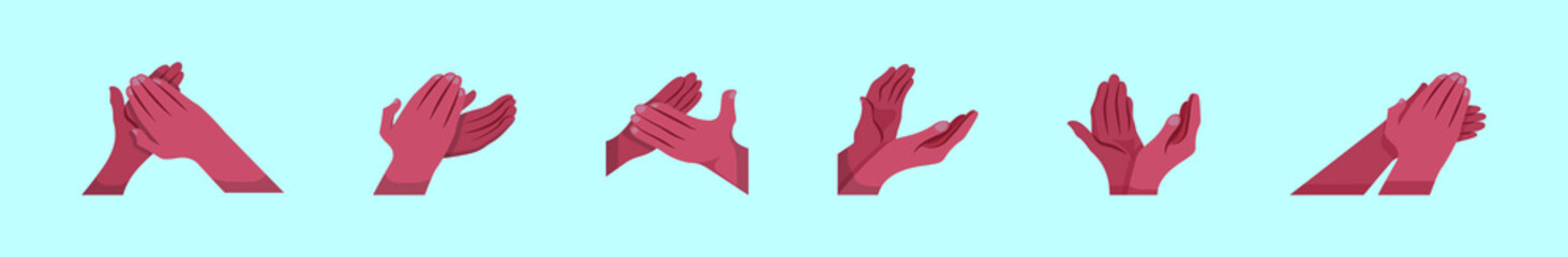 Obraz premium set of hands clapping cartoon icon design template with various models. vector illustration isolated on blue background