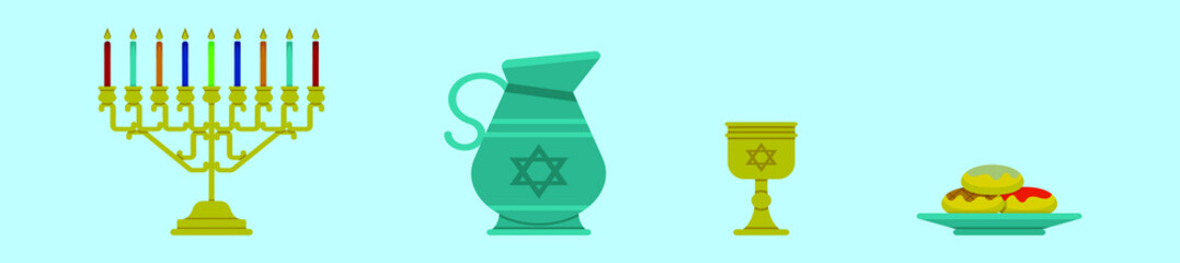 set of menorah cartoon icon design template with various models. vector illustration isolated on blue background