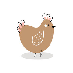  Cute chicken isolated on white background. Easter chicken