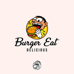 Burger Eat Mascot Logo Vector