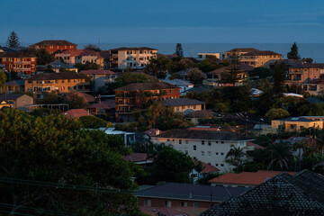 Fototapeta na wymiar panorama of the houses at sunset