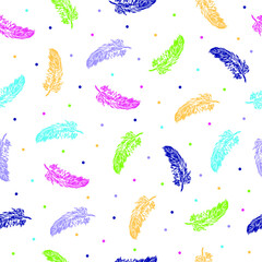 feather seamless pattern with colorful circle
