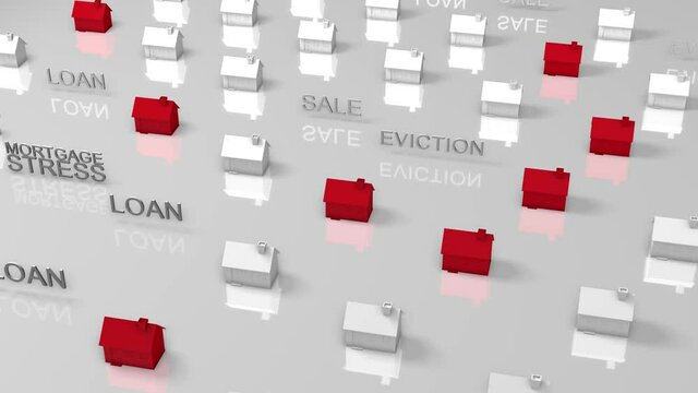 Home loan mortgage stress and evictions notice conceptual 3D animation