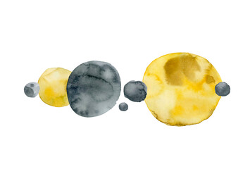 composition yellow gray spots circles, background abstract, texture watercolor, hand drawing, - 408929329
