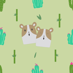 two doodles surrounded by cactus and bamboo