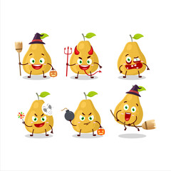 Halloween expression emoticons with cartoon character of pomelo