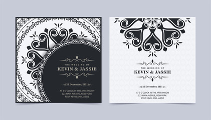 Elegant wedding invitation wth mandala style design