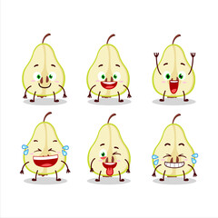 Cartoon character of slash of green pear with smile expression