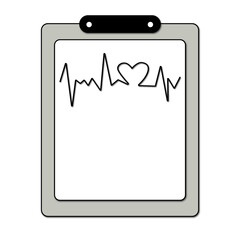 Heart pulse. Heartbeat lone, cardiogram. Modern simple design. Icon. sign or logo. Flat style illustration.Heart pulse, one line,medical card registry