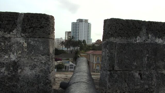 The cannon of Castillo de San Felipe de Barajas, Cartagena, Colombia.