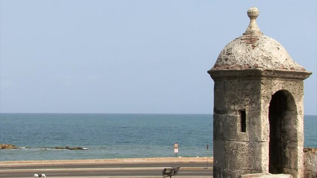Watchtower of the fortress of Castillo de San Felipe de Barajas, Cartagena, Colombia.