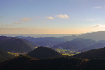 wonderful landcape with soft green mountains and green fields