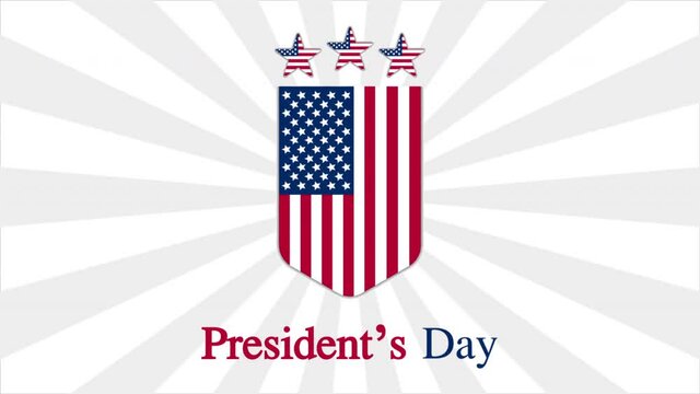 USA Presidents Day Badge, art video illustration.