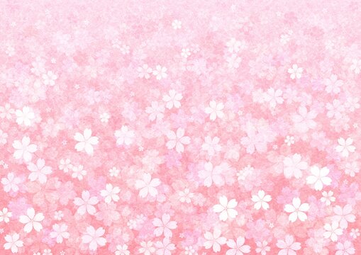 桜の花が一面に咲く和紙背景  vol.10
