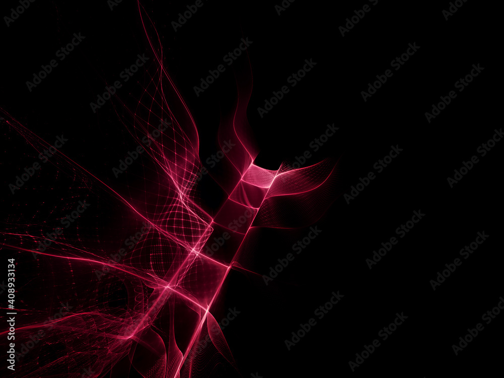 Fototapete liquid wavy red greed over black background. detailed generative fractal graphics. technology and sc