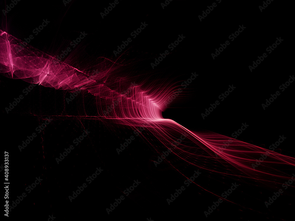 Fototapete liquid wavy red greed over black background. detailed generative fractal graphics. technology and sc