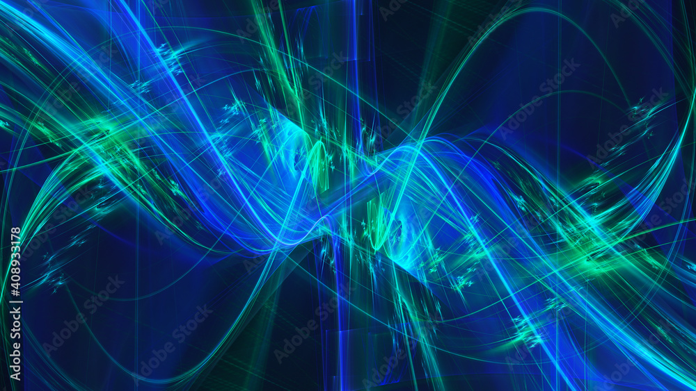 Aufkleber Abstract digital technology background. Dynamic lines composition. Detailed generative fractal graphics.
