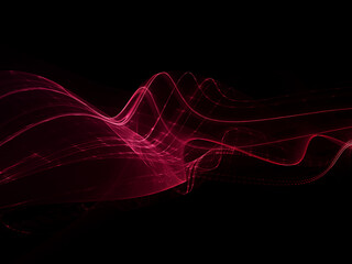 Liquid wavy red greed over black background. Detailed generative fractal graphics. Technology and science concept.