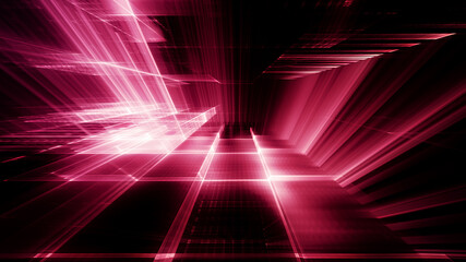 Abstract red and black background. Fractal graphics 3d illustration. Technology and science concept.